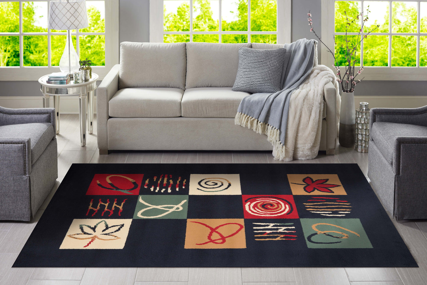 Black Poppy Rug