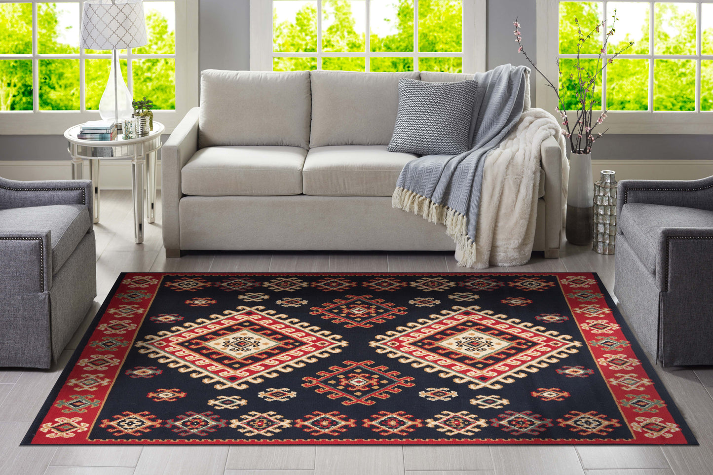 Black Freesia Rug