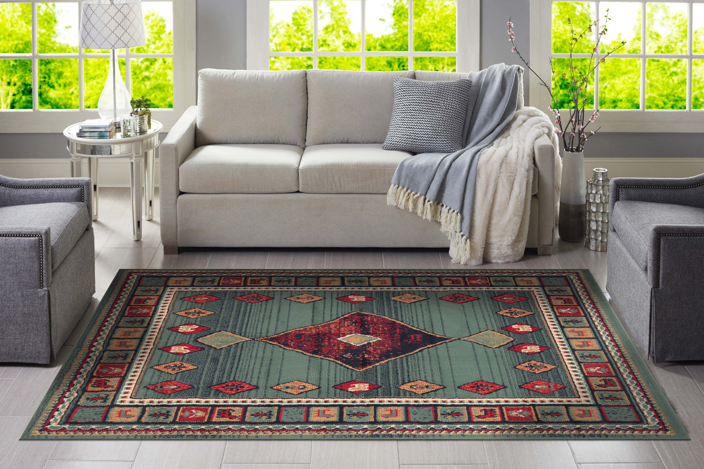 Green Zinnia Rug