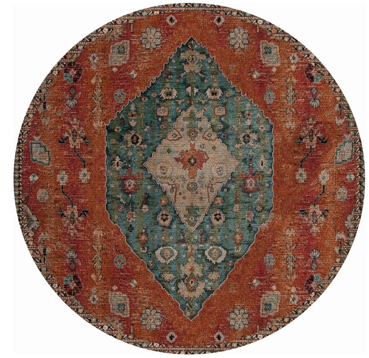 Alfombra Redonda Vintage Rust