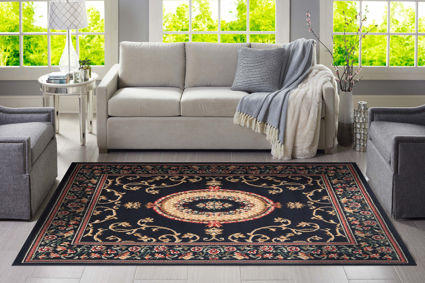 Camellia Black Rug